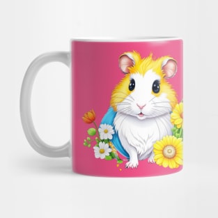 Cute Hamster with colorful flowers Mug